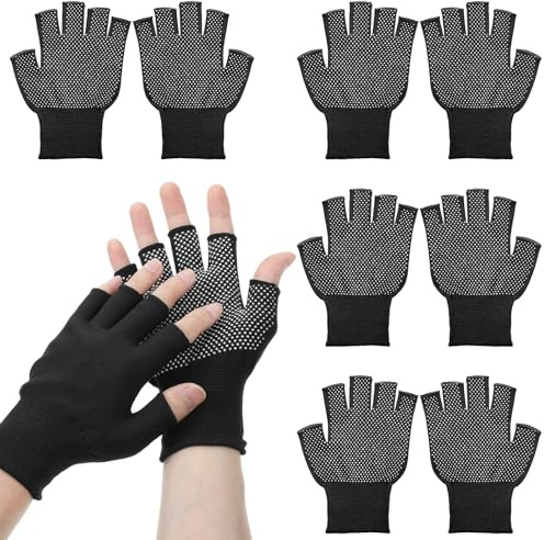 DOPENSPI Confezione da 4 guanti da allenamento a mezze dita, leggeri, antiscivolo, traspiranti, senza dita, guanti a compressione, per ciclismo, sport, moto, pesca (nero)
