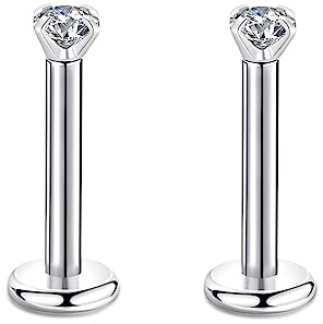 Candyfancy 16g 6mm/8mm Bar 2/3/4mm Cubic Zirconia Gem Ear Cartilage Tragus Helix Studs Earrings Lip Labret Piercing