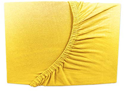 Jersey Spannbettlaken 90x200-100x200 cm, gelb/Yellow/Jaune 100% Baumwolle Rundumgummi