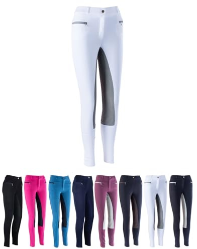 RL24 HKM by Reiterladen24 - Kinder Reithose Vollbesatz BASICLINE weiß/grau 122