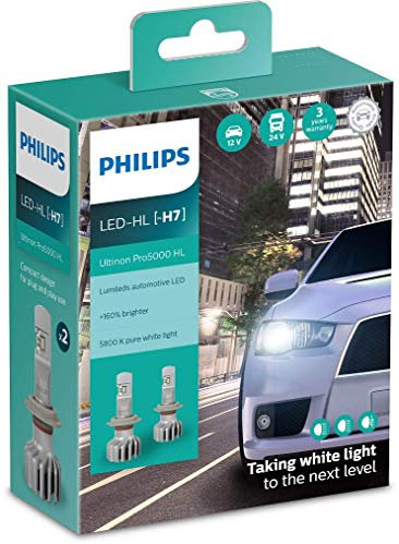 Philips automotive lighting Ultinon Pro5000 Led Lampadina Fari Auto (H7), Pacco Da 2, 5.800 K