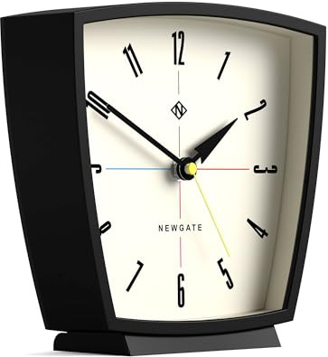 Newgate® Odyssey orologio da tavolo | Design retrò | Nero | Stile moderno della metà del secolo per scrivania, mensola del camino, piano del tavolo, scaffale o comodino