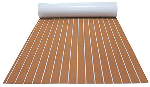 Frederimo Bodenbelag-Matte Teppich, 240x90cm Teakholz Eva Schaum Boot Yacht Boden rutschfest Matte Marine rutschfest Boden Deck Teppich selbstklebend