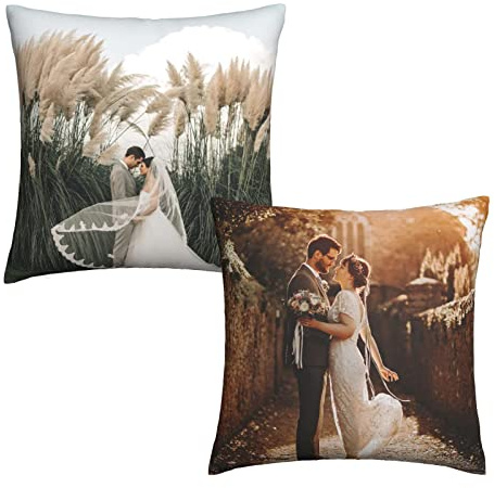 Coussin Personnalisé avec Photo 60x60cm,Personnalisé Oreiller à avec Image/Texte,pour Fille Garcon Anniversaire Noël Saint Valentin Cadeau Les deux côtés peuvent avoir des designs différents
