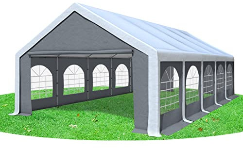 Stabilezelte Partyzelt 5x10m Modular Professional PVC 500 g/m² mit Fenster Weiss GRAU