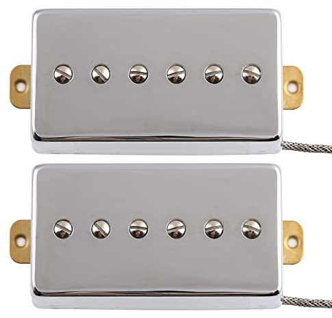 LYWSMSK Alnico 5 Magnet Humbucker Sized P90 Electric Guitar Pickups Neck & Bridge Pickups (Chrome)