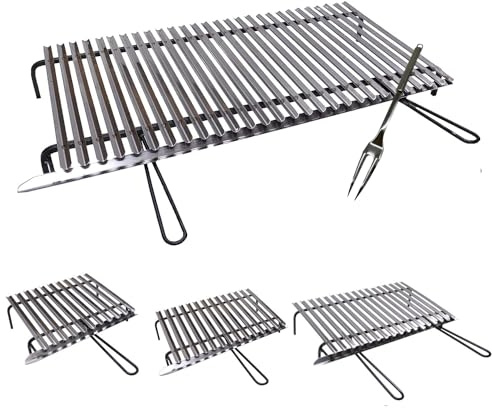 Graticola per barbecue griglia acciaio inox (GRATICOLA ACCIAIO INOX AISI 430, INGOMBRO TOTALE MAX CM 105X50)
