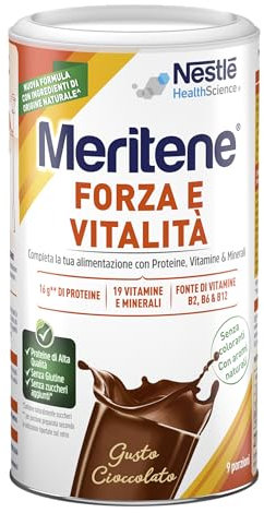 Meritene Forza & Vitalità gusto Cioccolato, integratore alimentare in Polvere | 270g | con Vitamine, Minerali e Proteine | Rafforza il tuo Sistema Immunitario e la Salute delle Ossa