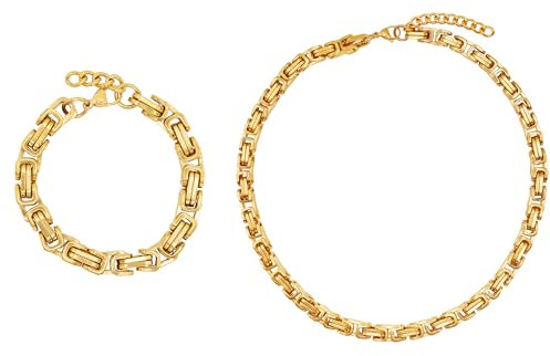 Heideman 2er Set Herren Levin aus Edelstahl gold farbend Königskette und Königsarmband für Männer