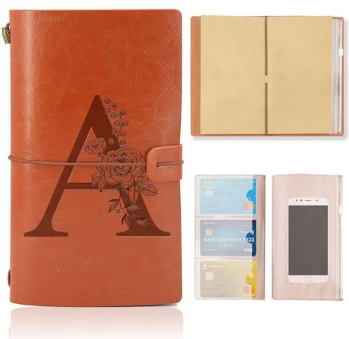 Diario di Viaggio iniziale, Taccuino in Pelle Rifillabile, Diario Blocco Note Quaderno Compleanno Regalo per Donne Ragazze Amica Scrittori Giornalisti e Studenti Regalo per Festa Della Mamma(A)