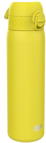 ION8 Leicht Stahl-Trinkflasche, 600 ml, Nicht IsoliertAuslaufsicher, Einhandöffnung, Sichere Verriegelung, Spülmaschinenfest, Klappdeckel, Tragegriff, Leicht zu Reinigen, Gelb