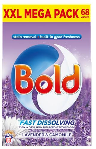 BOLD 2IN1 WASHING POWDER LAVENDER AND CAMOMILE 68 WASHES 3.4KG