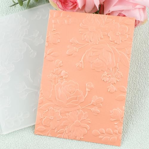 BAOFALI 3D-blommor präglingsmappar för korttillverkning, präglingsmall papperskort präglingsstencil för gör-det-själv-scrapbooking fotoalbum kort papper hantverk dekoration 16 cm L x 11,5 cm B (16 x