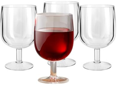 HOMESHOPA 4 Pack Plastic Wine Glass-200ml (7oz) Premium Polycarbonate Unbreakable Plastic Sturdy Reusable Cocktail Dessert Cups for Weddings Birthdays Christmas BBQ Outdoor Parties