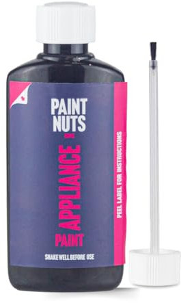 PaintNuts 50ml Appliance Touch-Up Paint for Kitchen & Bathroom – Quick Drying Repair Bottle & Brush – Ideal for Radiators, Showers, Fridges, Ovens, Sinks, Chips & Scratches - Black - Matt