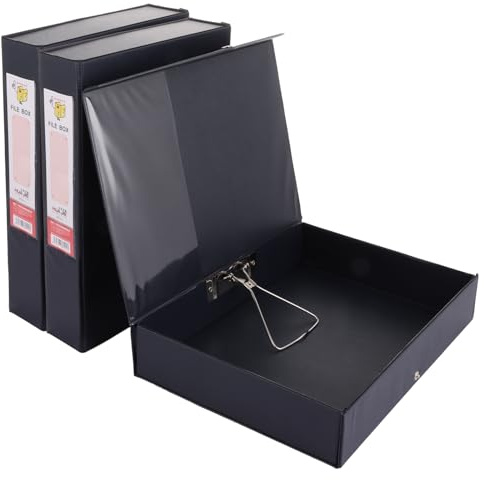 Oungy 3Pack Box Files A4, Plastic Document Box with Lockspring, 68mm Spine, A4 File Box with Ring Pull and Catch, Box Files Foolscap for Paperwork Office School Home