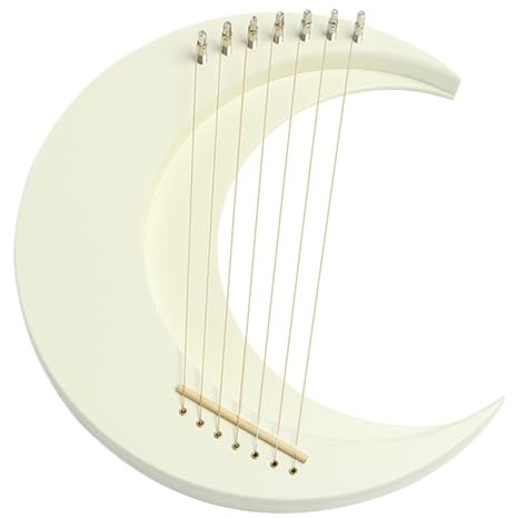 Tiajingzi Lyre harpa musikinstrument, trä måne lyre harpa 7 strängar lyre piano, halvmåne musikinstrument med avstämningsnyckel harpa instrument för kaféer