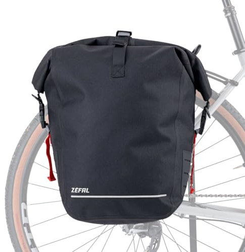 ZEFAL Z Traveler S20 – Waterproof Bicycle Carrier Bag – Pannier Bag – Large Volume – Bike Accessories, 20 litres, Black