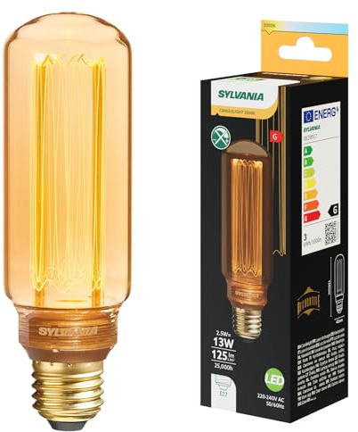 SYLVANIA E27 Vintage Glühbirne | Stabform | Warmweiß 2000K | LED Deko Filament Lampe | Designerlampe für Wohnzimmer, Bars & Restaurants