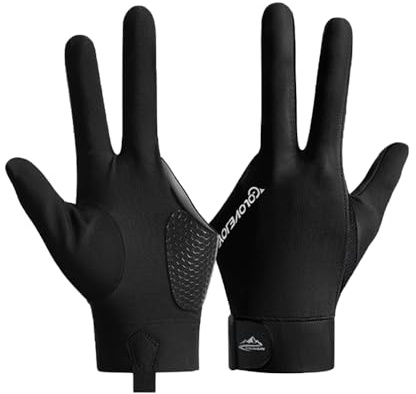 Wnddle Pool Glove Left Hand, Billiard Pool Gloves for Left Hand 3 Finger, Snooker Cue Sport Glove Popular, Billiards Glove, Sizes for Men & Women (Black2)