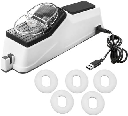 Affilacoltelli Da Cucina Elettrico – Affilatore Rapido Con Protezione Di Sicurezza | Strumento Professionale Per Casa Per Affilare E Lucidare Coltelli In Acciaio In Soli 5 Secondi, Design Compatto E S