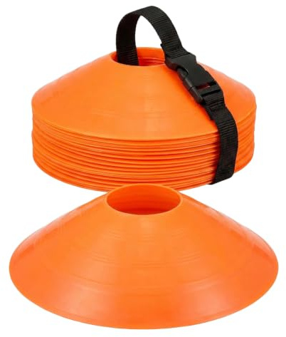 ASTRQLE 20PCS Agility Training Disc Cones with Carry Strap Sports Marker Cones for Soccer Football Basketball Hockey Multi-Sport Practice Drills (Orange)
