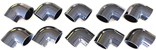 Lot de 10 Coudes PVC Pression 90° / 63mm intérieur F/F PN16 / Piscine et arrosage / 63 mm Manchon