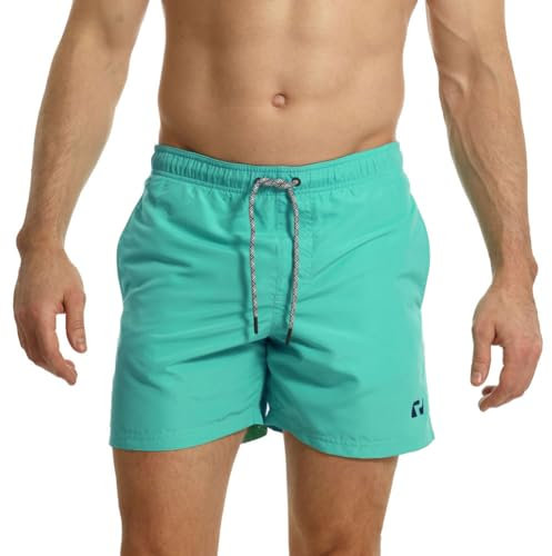 RIPT Herren Essentials Badeshorts schnell trocknend UV 50 Sonnenschutz Badehose, Türkis, L