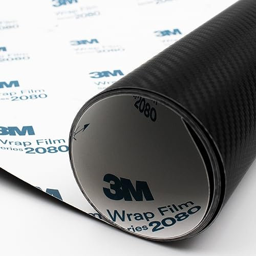 3M 2080 Carwrapping Folie 152cm x 35cm Selbstklebende Autofolie Schwarz Fahrzeugverklebung Auto folieren 3D Folie Verformbar Mit Luftkanälen (Carbon Fiber Black CFS12)