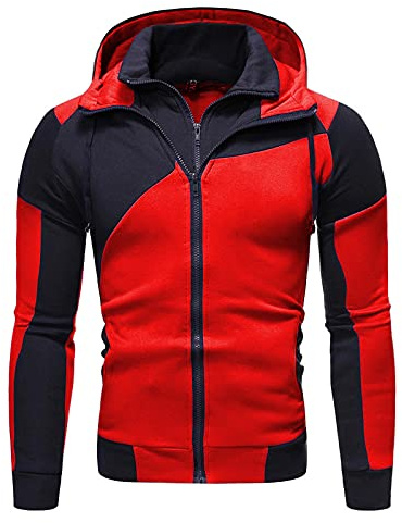 Veste De Travail Homme Chantier Capuche Zippé Pulls, Gilets et Sweats Homme Veste Travail Militaire Polaire Hommes Blousons Coupe Vent Pas Cher Léger Hoodie Parka Marque Automne Halloween Rouge XL