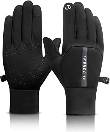 Guantes Invierno Hombre, Guantes Moto, Montañismo Escalada de Roca Senderismo Cámping, Guantes Tactiles Hombre Mujer Teléfono Movil Tactil, Guantes Bicicleta Invierno - Negro L