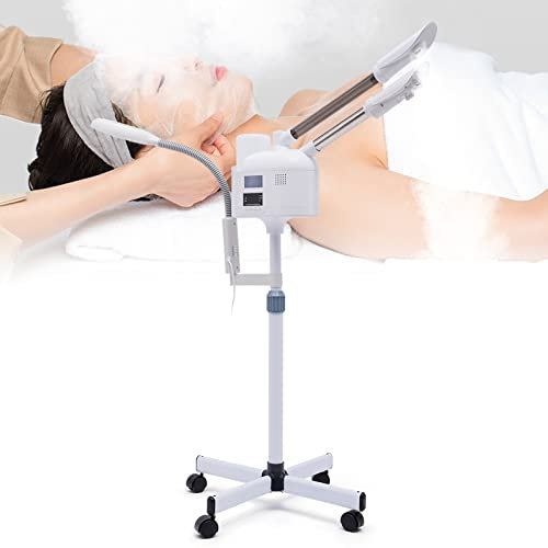 3 en 1 Vapozon Vapeur facial à l'ozone Professionnel Sauna Facial Nettoyage de Pores Facial Steamer avec Lumière LED et loupe pour Salon, Spa Machine de Beauté, Grande capacité 1000 ml
