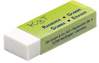 K3T Radiergummi, Farbe weiß, (BxTxH) 6 x 2 x 1 cm, in Folie verpackt, Art. Nr. 44210