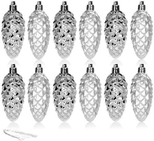 com-four® 12x Christbaumanhänger Zapfen - Tannenbaumzapfen für den Weihnachtsbaum - Christbaumschmuck zum Anhängen für Weihnachtsdeko - bruchfest