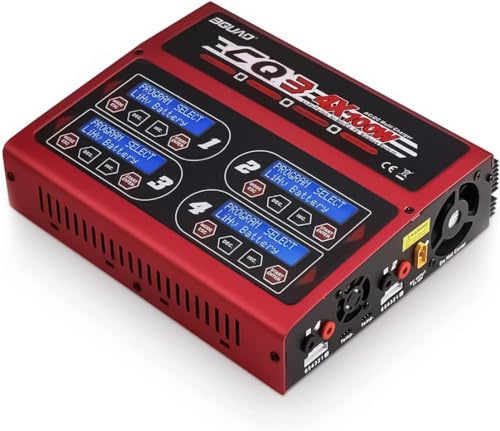 ZIBESTYU 100Wx4/10Ax4 AC/DC 4 Port RC LiPo Charger Discharger Intelligent Balance Charger Quad Multi-Functions for NiMH NiCd LiHV Pb Batteries for Hobby Rc Car Boat Airplane Racing Drone FPV