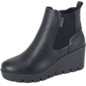Cipriata L606 ANNINA Womens Wedge Heel Ankle Boots (Black, UK Footwear Size System, Adult, Women, Numeric, Medium, 7)