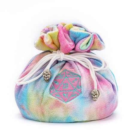 cusdie Bolsas de terciopelo de alta capacidad con bolsillos, bolsa de almacenamiento, capacidad para más de 200 dados para DND, RPG, MTG, colección de dados, arcoíris, Organizador de bolsas
