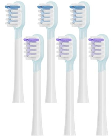 Fiohiros Testina per Spazzolino Laifen, Confezione Da 6 Testine Di Ricambio Per Spazzolino Per Adulti, Compatibile con Spazzolino Elettrico Laifen (3 Blu 3 Viola, Tipo pulito)