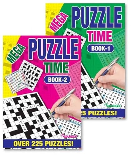 Sixstore Juego de 2 libros de crucigramas, búsqueda de palabras A5, Mega 2 en 1, libro de rompecabezas de viaje