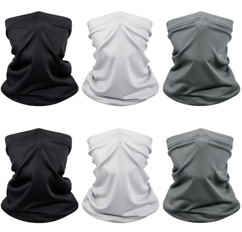 Awumbuk 6 Pack Multifunctional Headwear Neck Scarf Snoods for Men Face Mask Unisex Neck Gaiter Elastic Motorbike Face Mask Windproof Bandana for Cycling Sports Outdoors Running Hiking Outing