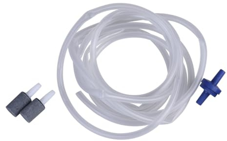 Beaupretty Manguera y 2 Válvulas de Aire de PVC de 2 Metros para Acuario con 2 Piedras de Aire Liberadoras de Burbujas para Ambientes de Agua y Salada