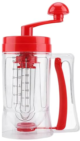 Dispenser per pastella per pancake e cupcake, in ABS trasparente con funzionamento con una sola mano, beccuccio centrale, scala per la precisione