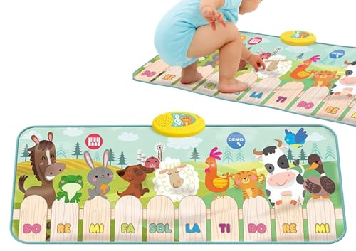 Alfombra De Piano Para Suelo - Instrumentos Interactivos 9 Sonidos De Animales | Alfombra Musical Para Bebés,Para Niños De 1+ Años, Juego Sensorial, Aprendizaje Y Desarrollo En Hogar, Guardería Y Gimn
