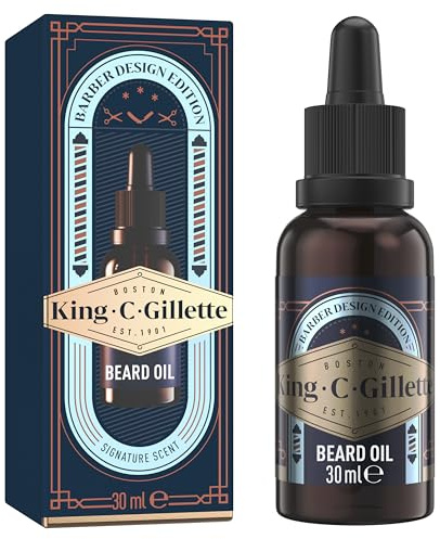 King C. Gillette Huile Barbe Homme, Formule Adoucissante Et Hydratante, Soin Barbe Et Visage Quotidien, Aux Huiles Naturelles, 30ml