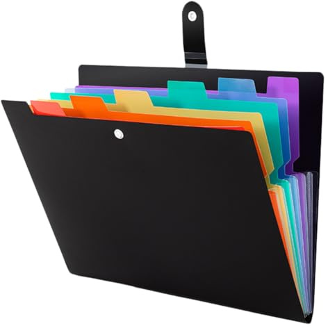 Veemoon Organisateur de Fichiers Noir en PP pour Documents A4, Classeur à Plusieurs Niveaux Porte-Cartes de Visite, pour Bureau et Travail