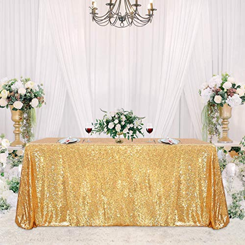 SoarDream Gold Sequin Tablecloth 60x102 Wedding Glitter Table Cloth