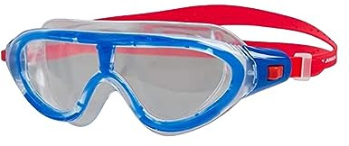 Speedo Unisex-Youth Biofuse Rift Swimming Goggles | Swimming Mask | Anti-fog | Easy Adjustment | Anti-leak Goggles, Lava Red/Beautiful Blue/Clear, One Size