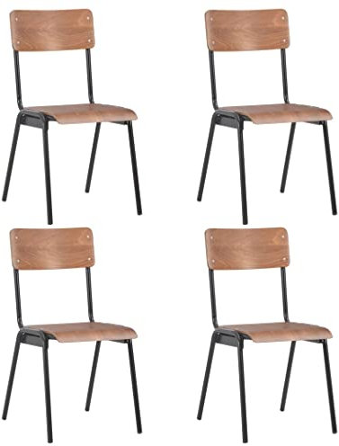 vidaXL 4X Sperrholz Massiv Esszimmerstuhl Stapelbar Schulstuhl Küchenstuhl Wohnzimmerstuhl Essstuhl Holzstuhl Lehnstuhl Stuhl Stühle Braun Stahl