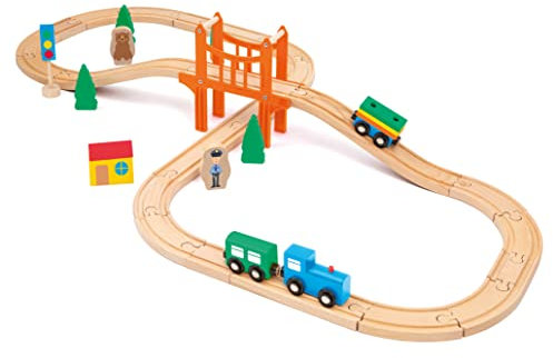 SEVI Pista per Trenino (39 pz.) | Trudi by Giochi in Legno educativi Prima Infanzia. Costruzioni e Giocattoli. Regalo di Natale e Compleanno per Bambini | 29x29x6cm Wood | Modello 88061