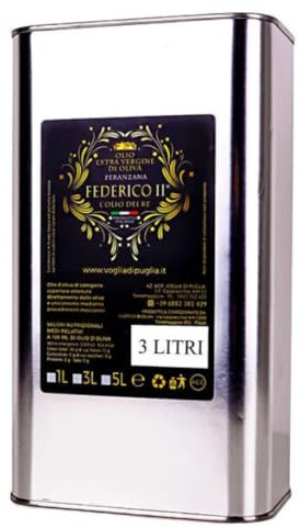 Federico II Olio Extravergine Estratto Da Olive Italiane Peranzana (Nuovo Raccolto 2024-2025 Latta Da 3 Litri)